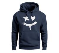 Hoodie Herren Bedruckt Techwear Fashion Streetstyle Smiling Face Smile Trend Print Aufdruck - Creepy Smile navy XL
