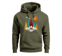 Hoodie Herren Berge Bär Natur Polygon Outdoor Printshirt Aufdruck Wandern Männer Fashion Streetstyle