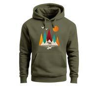 Hoodie Herren Berge Elch Natur Polygon Outdoor Printshirt Aufdruck Wandern Männer Fashion Streetstyle