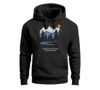Hoodie Herren Berge Wandern Adventure Outdoor Minimalistischer Frontprint Retro Fashion - Destination unknown schwarz XL