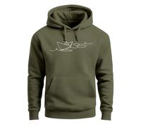 Hoodie Herren Boot Polygon Papier-Schiff Origami Aufdruck Print Kapuzen-Pullover Männer Fashion Streetstyle - Paperschiff oliv XXL