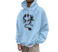 Hoodie Herren Chinesischer Drache Druck Pullover Mit Kapuze Zipper Y2K Oversized Coole Backprint Grauer Sweatshirt Basic Schwarz Print Kapuzenpullover Vintage Hip hop Streetwear
