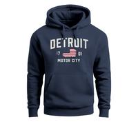 Hoodie Herren Detroit USA Print Aufdruck Amerika Stars and Stripes Kapuzen-Pullover Männer Fashion Streetstyle - Detroid navy 3XL