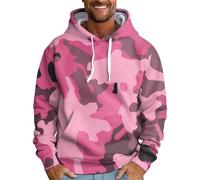 Hoodie Herren,Druck Sweatshirts mit Kordelzug Kapuze Langärmelig Kapuzen Pullover Taschen Hemd Winter 2024 Sweatjacke Baumwolle Bequeme Pulli Casual Oversize Pulli Geschenke Für Männer(#A Pink,L)