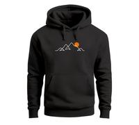Hoodie Herren Frontprint Line-Art Berge Wandern Natur Outdoor Fashion Kapuzen-Pullover Männer - Berg Linie schwarz 3XL
