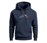 Hoodie Herren Frontprint Line-Art Berge Wandern Natur Outdoor Fashion Kapuzen-Pullover Männer navy M