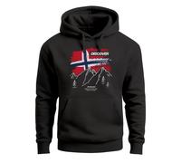 Hoodie Herren Frontprint Norwegen Flagge Berge Discover Aufdruck Outdoo rFashion Streetstyle - Discover Norway schwarz XS