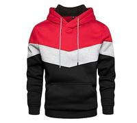 Hoodie Herren Große Größen Langarm, Sweatshirt Herren mit Kapuze-Kapuzenpullover Patchwork Farbblock Kordelzug Stylischer Langarmshirt Freizeit Sport mit Tasche Pullover Locker Top Oberteile