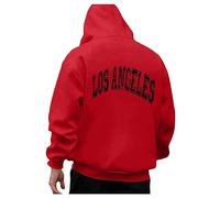 Hoodie Herren, Hoodie Herren Oversize Los Angeles Backprint Pullover Sweatshirt mit Kapuze Brief Print Langarm Kapuzenpullover Hoody mit Kordelzug Tasche Männer Casual Kapuzenpulli Hoodies