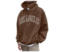 Hoodie Herren, Hoodie Herren Oversize Los Angeles Backprint Pullover Sweatshirt mit Kapuze Brief Print Langarm Kapuzenpullover Hoody mit Kordelzug Tasche Männer Casual Kapuzenpulli Hoodies