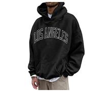 Hoodie Herren, Hoodie Herren Oversize Los Angeles Pullover Sweatshirt mit Kapuze Brief Aufdruck Langarm Kapuzenpullover Hoody mit Kordelzug Tasche Männer Casual Kapuzenpulli Hoodies