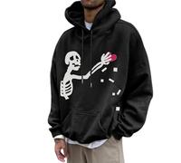 Hoodie Herren, Hoodie Herren Y2K Oversize Pullover Mit Kapuze Halloween Skelett Drucken Sweatshirt Langarm Kapuzenpullover Pulli Unisex Hip Hop Kapuzenpulli 90er E-Girl Top Streetwear