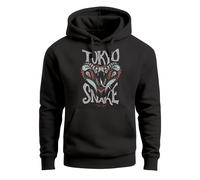 Hoodie Herren Japan Kobra Aufdruck Tokyo Snake Schriftzug Vintage Print Fashion Streetstyle Kapuzen-Pullover Männer - Tokyo Snake schwarz S