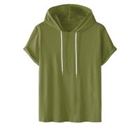 Hoodie Herren Kurzarm Casual Einfarbig T-Shirt mit Kapuze Sommer Dünne Kapuzenpullover Locker Sportlich Hoody Oberteile Modische Sweatshirt Bequem Kordelzug Kapuzenpulli Leichte Hoody Sportshirt