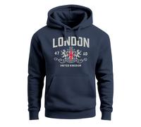 Hoodie Herren London United Kingdom Union Jack England Print Retro Aufdruck Fashion Streetstyle - London navy XS