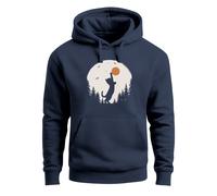 Hoodie Herren mit Frontprint Katze Silhouette Natur Aufdruck Motiv Kapuzen-Pullover Männer Fashion Streetstyle navy 4XL