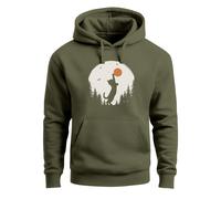 Hoodie Herren mit Frontprint Katze Silhouette Natur Aufdruck Motiv Kapuzen-Pullover Männer Fashion Streetstyle oliv L