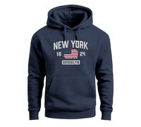 Hoodie Herren New York Brooklyn Print USA Flagge Kapuzenpulli Männer Fashion Streetstyle - New York navy 4XL