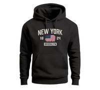 Hoodie Herren New York Brooklyn Print USA Flagge Kapuzenpulli Männer Fashion Streetstyle - New York schwarz XL