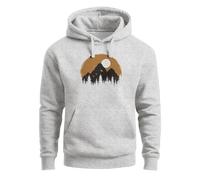 Hoodie Herren Outdoor Print Natural Badge Logo Wandern Kapuzenpulli Fashion - Mountain Sun grau XL