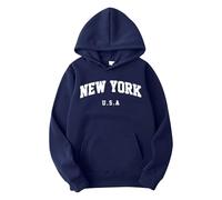 Hoodie Herren Oversize Tee Tshirt Baumwolle Aesthetic Y2k Shirt Langarm Winter Warm Kapuzenpullover Buchstaben Druck Langarm Pullover Sweatshirt Herren mit Kapuze mit Kordelzug und Taschen