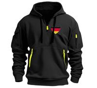 Hoodie Herren Oversize Winter Dicke Kapuzenpulli Casual Sweatshirt Hip Hop Outdoor Kapuzenpullover Personalisierte Hoodie Langarm Pullover mit Taschen Kordelzug 2024 Winter Pulli(Black,XXL)