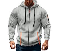 Hoodie Herren Oversize Winter Dicke Kapuzenpulli Casual Sweatshirt Hip Hop Outdoor Kapuzenpullover Personalisierte Hoodie Langarm Pullover mit Taschen Kordelzug 2024 Winter Pulli(Light Gray,L)