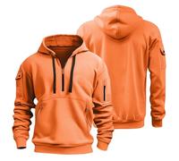 Hoodie Herren Oversize Winter Dicke Kapuzenpulli Casual Sweatshirt Hip Hop Outdoor Kapuzenpullover Personalisierte Hoodie Langarm Pullover mit Taschen Kordelzug 2024 Winter Pulli(Orange,3XL)
