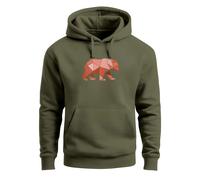 Hoodie Herren Polygon Grafik Bär Outdoor Motive Print Natur Fashion