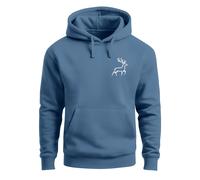 Hoodie Herren Print Aufdruck Hirsch Wald-Tiere Kapuzen-Pullover Männer Outdoor Fashion Streetstyle - Hirsch indigo blue L