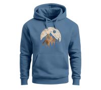 Hoodie Herren Print Aufdruck Motiv Outdoor Mountain Kapuzen-Pullover Männer Fashion Streetstyle - Mountain Scape indigo blue L