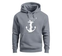 Hoodie Herren Print Aufdruck Trend Anker Vögel Motiv Norden Meer Fashion Streetstyle - Anker Vögel convoy grey XL
