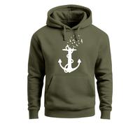 Hoodie Herren Print Aufdruck Trend Anker Vögel Motiv Norden Meer Fashion Streetstyle - Anker Vögel oliv XL