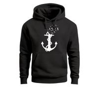 Hoodie Herren Print Aufdruck Trend Anker Vögel Motiv Norden Meer Fashion Streetstyle - Anker Vögel schwarz S