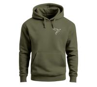 Hoodie Herren Print Aufdruck Vogel Origami Polygon Brustprint Logo Fashion Streetstyle - Origami Vogel oliv XXL
