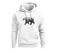 Hoodie Herren Print Bär Motiv Aufdruck Grafik Wald Bäume Outdoor Fashion