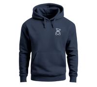 Hoodie Herren Print Minimal Teddy Kapuzenpullover mit Bär Brustlogo Streetwear Design Fashion Streetstyle - Teddy Polygon navy XXL