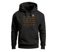 Hoodie Herren Print Minimalismus Wellen Sonne Meer Aufdruck Kapuzen-Pullover Männer Fashion Streetstyle - Wellen Sonne schwarz XL
