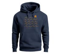 Hoodie Herren Print Minimalismus Wellen Sonne Meer Aufdruck Kapuzen-Pullover Männer Fashion Streetstyle - Wellen Sonne navy XXL
