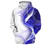 Hoodie Herren,Print Sweatshirts mit Kordelzug Kapuze Longsleeve Pullover mit Taschen Oberteile Winter 2024 Sweatjacke Herren Bequem Pulli Freizeit Oversize Shirt Geschenke Für Männer(#B Blue,M)