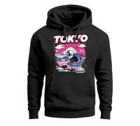 Hoodie Herren Print Tokyo Japan Fuji Frontprint Grafik Japanische Schriftzeichen Fashion Streetstyle - Tokyo Fuji schwarz XXL