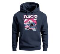 Hoodie Herren Print Tokyo Japan Fuji Frontprint Grafik Japanische Schriftzeichen Fashion Streetstyle navy 3XL
