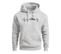Hoodie Herren Print Wandern Berge Herzschlag Outdoor Aufdruck Motiv Männer Fashion Streetstyle - Berg Herzschlag grau S