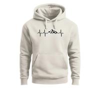 Hoodie Herren Print Wandern Berge Herzschlag Outdoor Aufdruck Motiv Männer Fashion Streetstyle urban grey 3XL