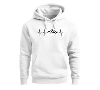 Hoodie Herren Print Wandern Berge Herzschlag Outdoor Aufdruck Motiv Männer Fashion Streetstyle - Berg Herzschlag weiß S