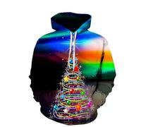Hoodie Herren Pullover Lustige 3D Weihnachten Pullover Merry Christmas Weihnachtspullover Weihnachtsmann Langarm Sweatshirt für Jungen Winter Hoodie Sweatshirt Xmas Pulli C 6XL