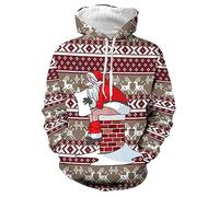 Hoodie Herren Pullover Lustige 3D Weihnachten Pullover Merry Christmas Weihnachtspullover Weihnachtsmann Langarm Sweatshirt für Jungen Winter Hoodie Sweatshirt Xmas Pulli Khaki 6XL