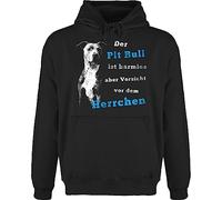 Hoodie Herren Pullover Männer - Geschenk für Hundebesitzer - Der Pit Bull ist harmlos aber Vorsicht vor dem Herrchen - 3XL - Schwarz - hundehoodie hundefan pitbull pulli hoody mit hunde hundefans