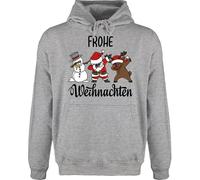 Hoodie Herren Pullover Männer - Geschenke Christmas Bekleidung - Dabbing Frohe Weihnachten I Schneemann I Weihnachtsmann I Elch I Rentier I Weihnachtsmotiv - XXL - Grau meliert - weihnachtspullis