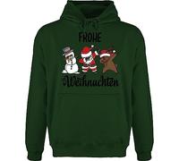 Hoodie Herren Pullover Männer - Geschenke Christmas Bekleidung - Dabbing Frohe Weihnachten I Schneemann I Weihnachtsmann I Elch I Rentier I Weihnachtsmotiv - S - Dunkelgrün - weihnachtspullis